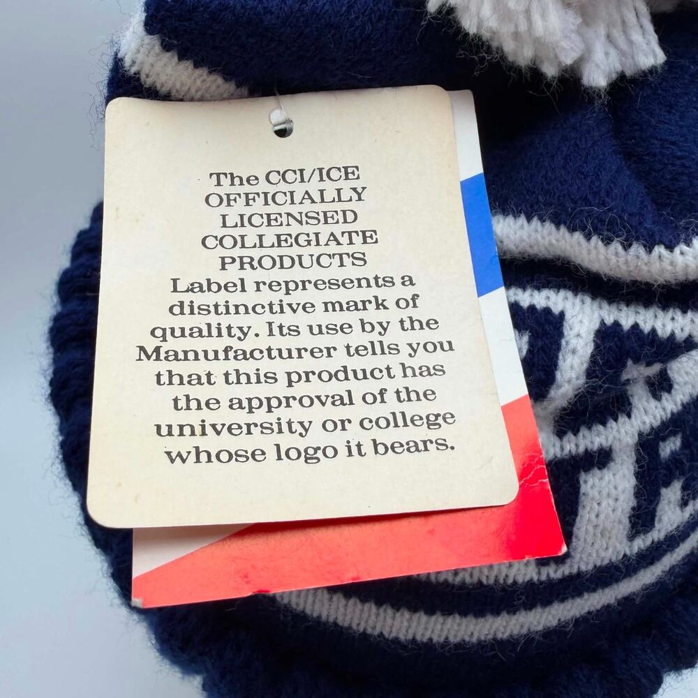 Penn State Nittany Lions Vintage Knit Winter Pom Pom Beanie Ski Hat Blue White - Picture 7 of 9